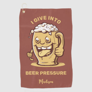 Funny Custom Name & Text Beer Golf Towel