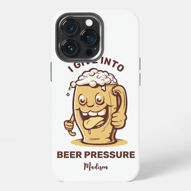 Funny Custom Name & Text Beer iPhone Case (Back)