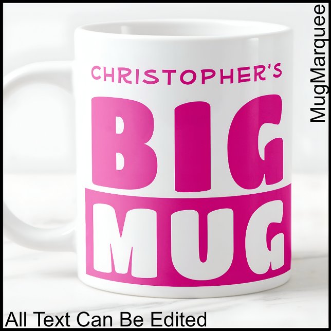 Funny Custom Name Text Two Tone Pink Big Mug 008 (Creator Uploaded)