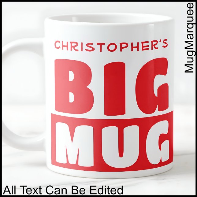 Funny Custom Name Text Two Tone Red Big Mug 007 (Creator Uploaded)