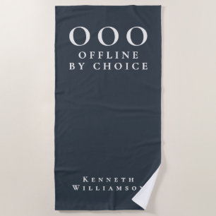 Funny Custom Navy Blue White OOO Minimalist Men  Beach Towel