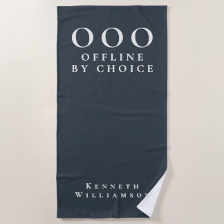 Funny Custom Navy Blue White OOO Minimalist Men Beach Towel