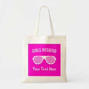 Funny custom neon pink girls' weekend tote bags