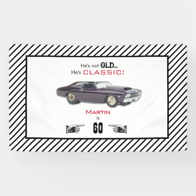 Funny Custom Not Old But Classic Car 60th Birthday Banner (Horizontal)