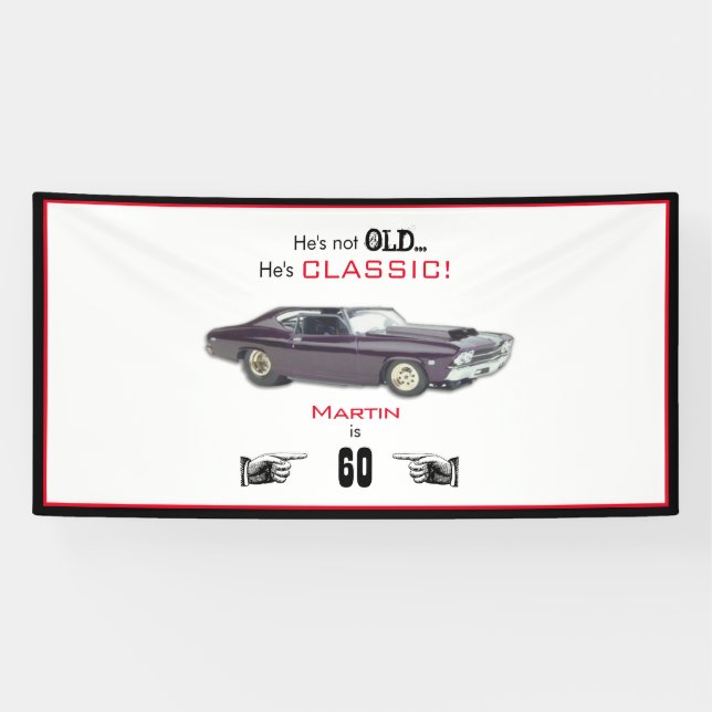 Funny Custom Not Old But Classic Car 60th Birthday Banner (Horizontal)
