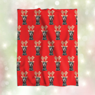 Funny Custom Pet Face Photo Christmas Fleece Blanket
