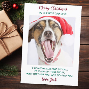 Funny Custom Pet Photo Dog Dad Merry Christmas Ho Holiday Card