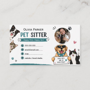 Funny Custom Pet Sitter Business Card with Photo
