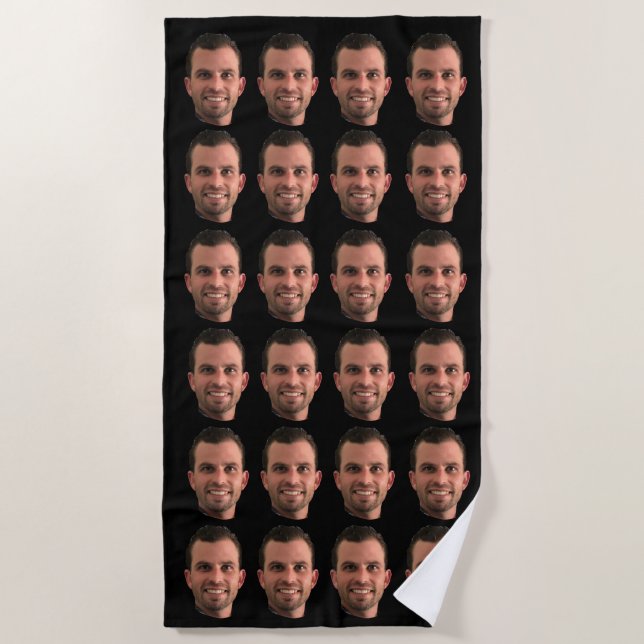 Funny Custom Photo Face Beach Towel Personalised  (Front)