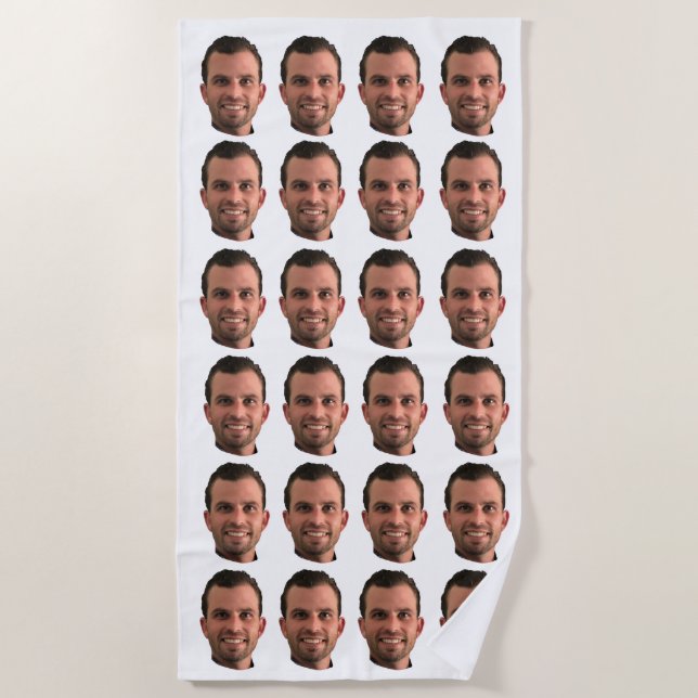 Funny Custom Photo Face Beach Towel Personalised  (Front)