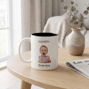 Funny Custom Photo Face Grandpa Birthday Father’s Two-Tone Coffee Mug