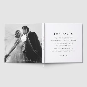 Funny, custom photo fun facts minimalist wedding  guest book