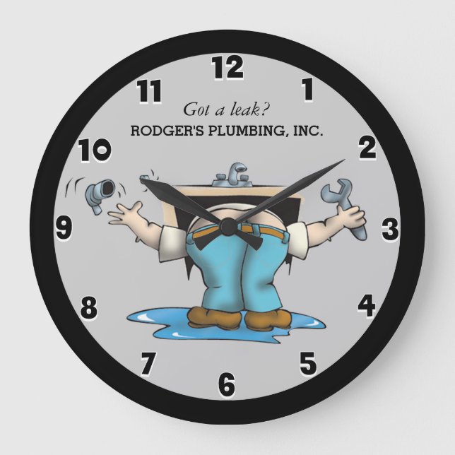 Funny Custom Plumbing  Large Clock (Front)
