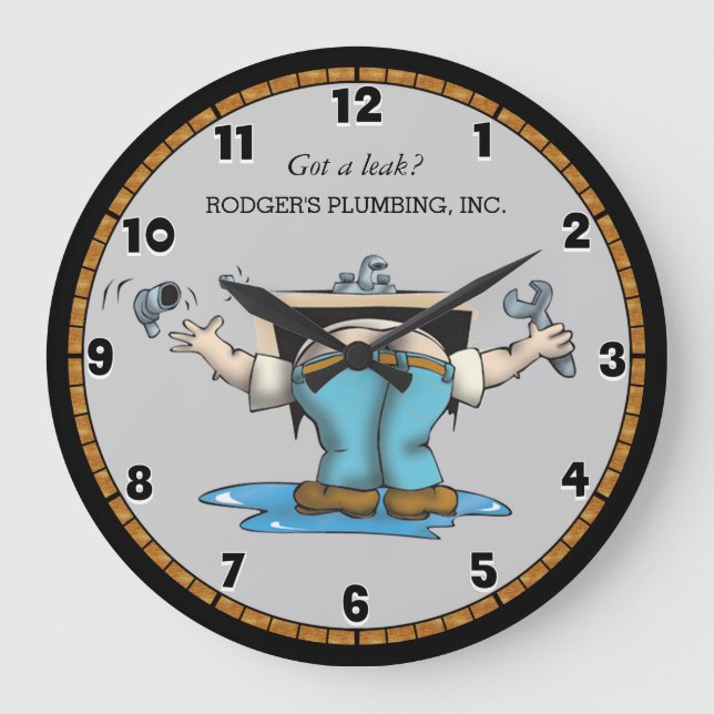 Funny Custom Plumbing  Large Clock (Front)
