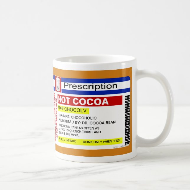 Funny Custom Prescription Hot Cocoa Chocolate Mug (Right)