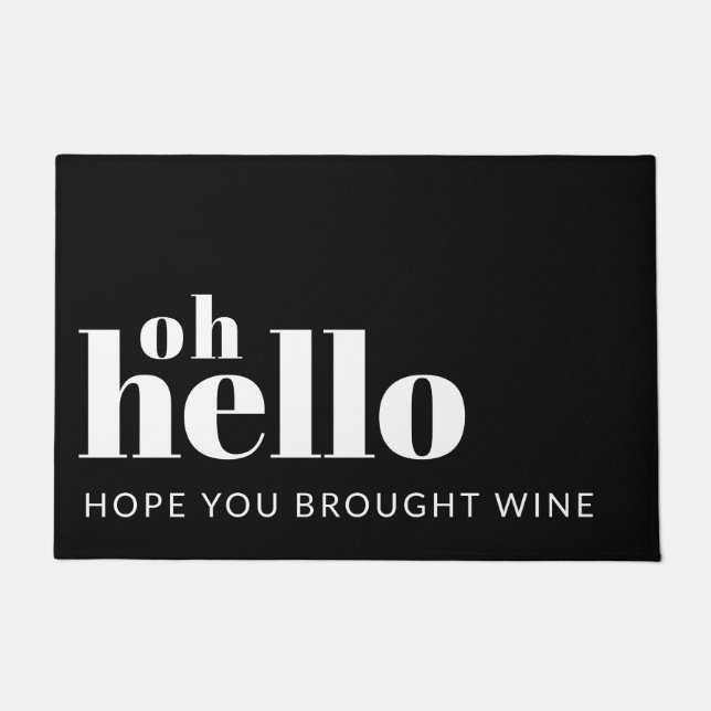 Funny Custom Quote Hello Black and White Welcome  Doormat (Front)
