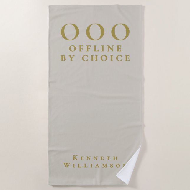 Funny Custom Sand Beige Gold OOO Minimalist Men  Beach Towel (Front)