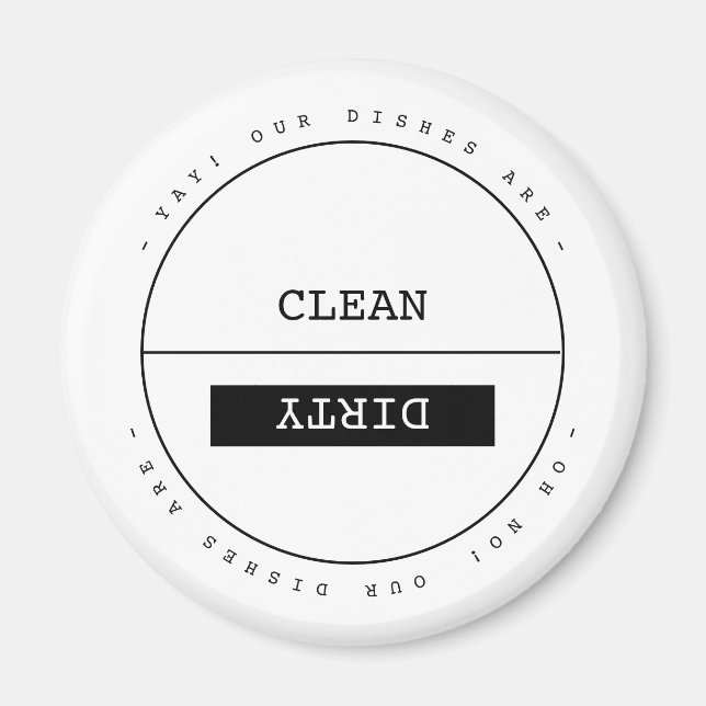 Funny custom simple clean dirty dishwasher magnet (Front)
