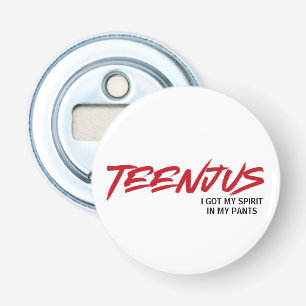 Funny Custom Text Baby Billy's Quote Teenjus Red Bottle Opener