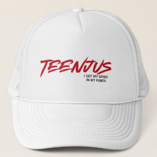 Funny Custom Text Baby Billy's Quote Teenjus Red  Trucker Hat