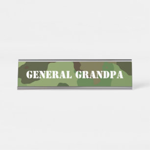 Funny Custom Text Camouflage General Grandpa Desk Name Plate