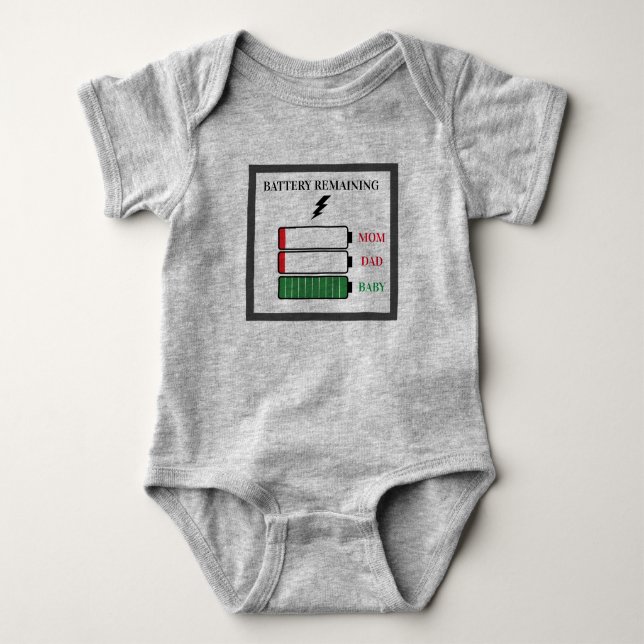 Funny Custom Text Full Battery Life Tech Baby Bodysuit (Front)