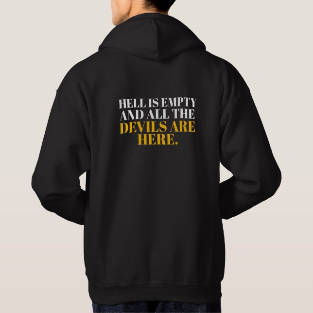 Funny Custom Text Stylish Modern Minimal Men Black Hoodie (Back)