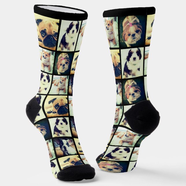 funny custom trendy photo collage  socks (Angled)