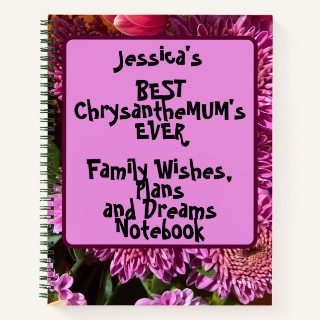 Funny Custom Wishes, Plans and Dreams Spiral  Notebook (Front)