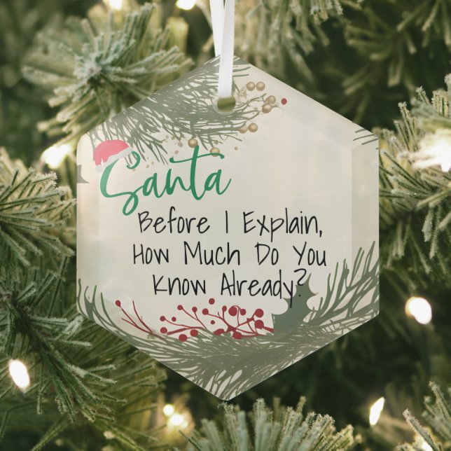 Funny Customisable Dear Santa Christmas Ornament,  Glass Tree Decoration (Insitu)