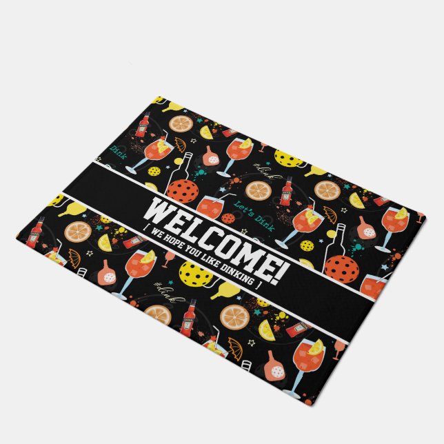 Funny customisable Dinks and drinks - pickleball  Doormat (Angled)