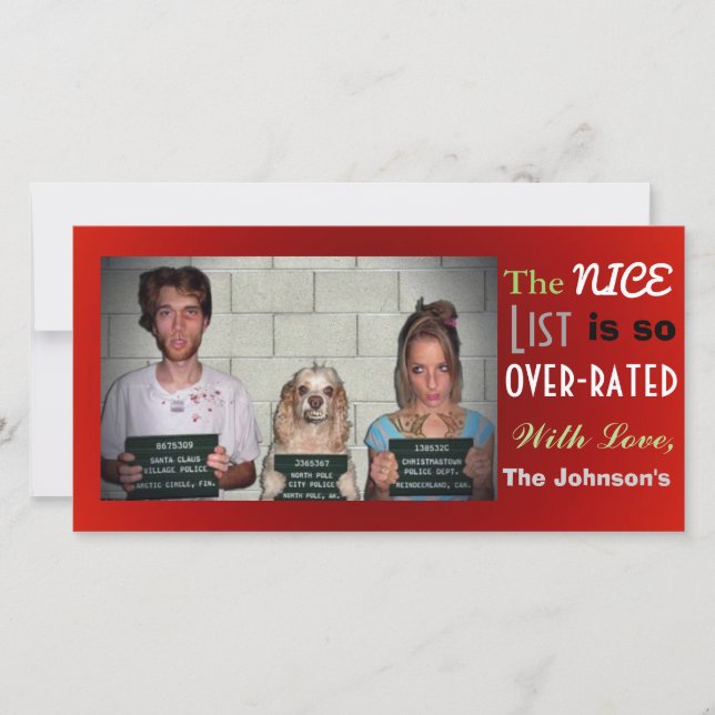 Funny Customisable Family Photo Christmas Holiday Card (Front)