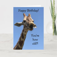 Funny Customisable Giraffe Birthday Card