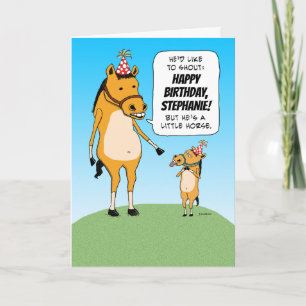 Funny Customisable Little Horse Birthday Card