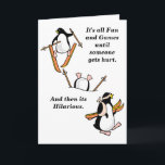 Funny Customisable Skiing Gone Wrong Card<br><div class="desc">This card,  of a penguin's failed attempt at skiing,  offers fully customisable text option.</div>
