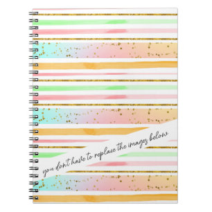 Funny Customisable Stripes Colourful Notebook