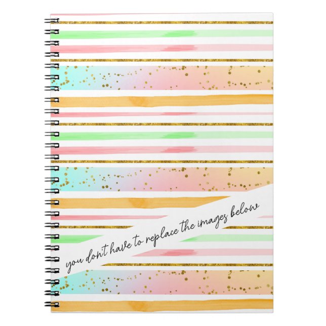Funny Customisable Stripes Colourful Notebook (Front)