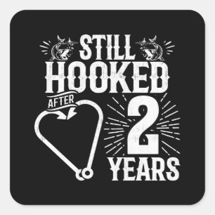 Funny Cute 2nd Anniversary Couples Married 2 Years Square Sticker