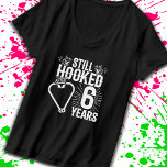 Funny Cute 6th Anniversary Couples Married 6 Years T-Shirt<br><div class="desc">This fun 6th wedding anniversary design is perfect for fishing couples that have been married for 6 years and are still hooked on each other & love to go fishing! Great for a 6th wedding anniversary party to celebrate 6 years of marriage! Features "Still Hooked After 6 Years" wedding anniversary...</div>