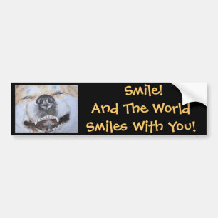 funny cute akita smiling realist dog art bumper sticker