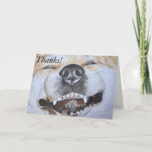 funny cute akita smiling realist dog art thank you card