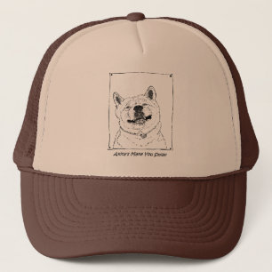 funny cute akita smiling realist dog art trucker hat