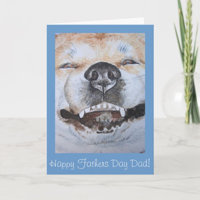 funny cute akita smiling realist dog portrait card (Front)