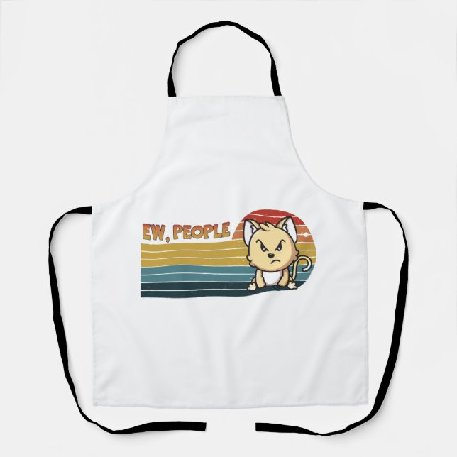 Funny Cute Angry Cat People Apron (Front)