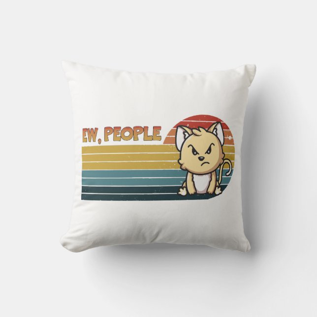 Funny Cute Angry Cat People Cushion (Front)