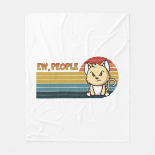 Funny Cute Angry Cat People Fleece Blanket
