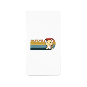 Funny Cute Angry Cat People Label
