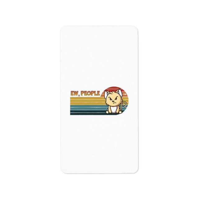 Funny Cute Angry Cat People Label (Front)