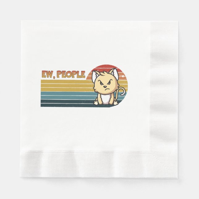 Funny Cute Angry Cat People Napkin (Front)