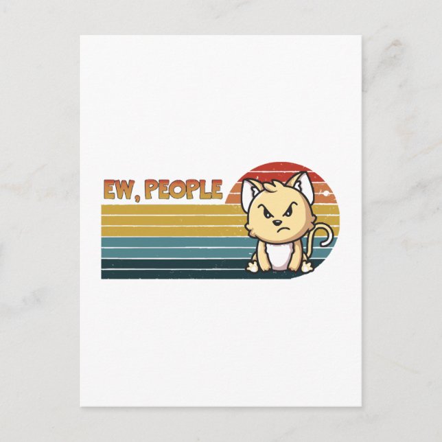 Funny Cute Angry Cat People Postcard (Front)